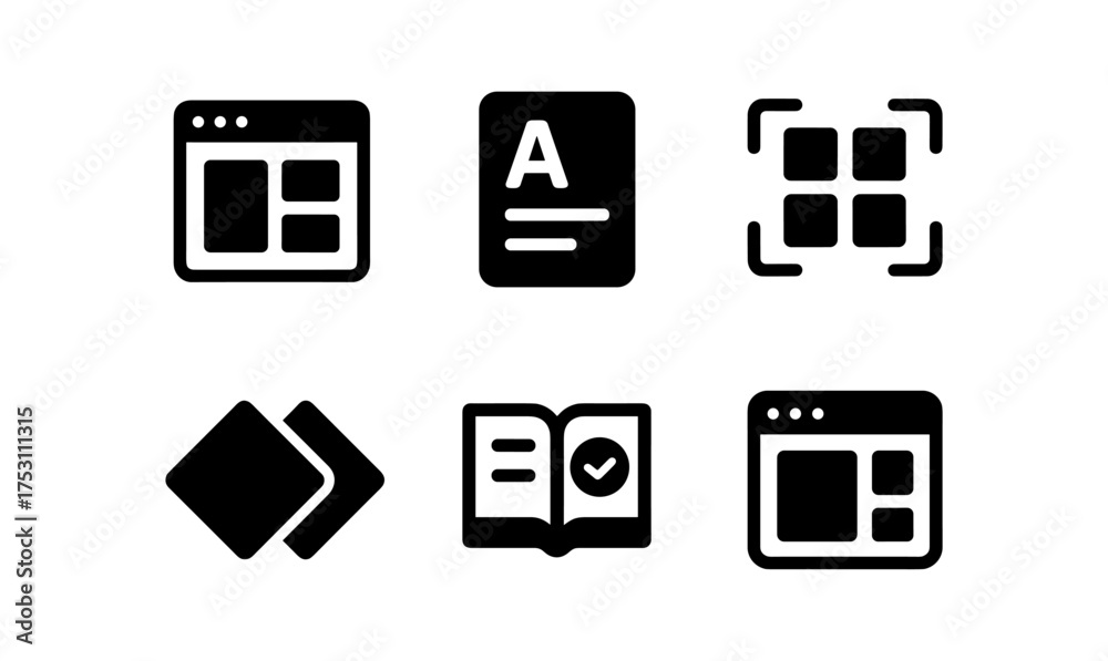 Wall mural minimalist user interface icons for web design and development projects