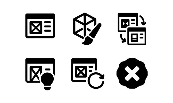 Monochrome icons for web design and development tools