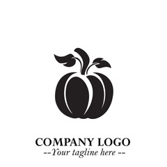 Pumpkin Logo Symbol in Black on the White Background Minimalist Vegetable Vector Illustration