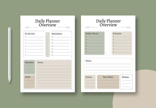 Study Planner Template Layout