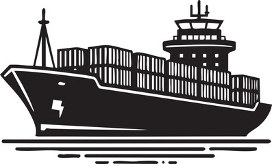 Shipping Vessel Silhouette Vector