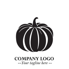 Pumpkin Logo Symbol in Black on the White Background Minimalist Vegetable Vector Illustration