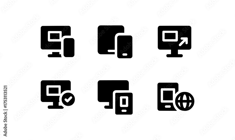 Wall mural silhouette device icons for responsive web design and user interface concepts