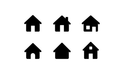 Fototapeta premium Minimalistic black silhouette icons of home shapes on white background