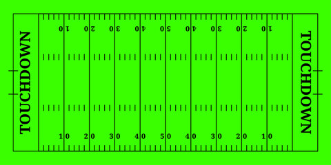 American football field aerial view green board