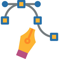 Vector Graphic Drawing Tool With Pen Nib And Curve Path With Anchor Points For Digital Design And Illustration