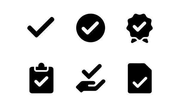 Minimalist checkmark icons set for business and productivity