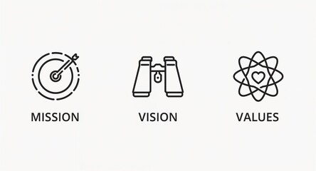 Minimalist Icon Set for Mission Vision Values