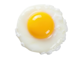Perfectly cooked sunny side up egg isolated on transparent background, breakfast staple for healthy eating and culinary creations