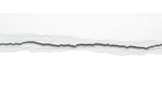 Torn paper edge with white and black contrast isolated on transparent background