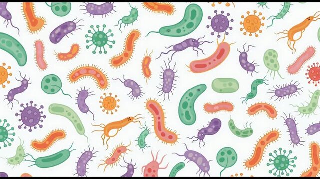 Animated Microscopic World of Germs and Bacteria.