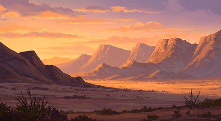 Naklejka premium A stylized Gulf mountain landscape in watercolor tones
