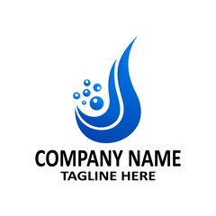 S water drop logo. Blue water bubble logo design. Vector Illustration