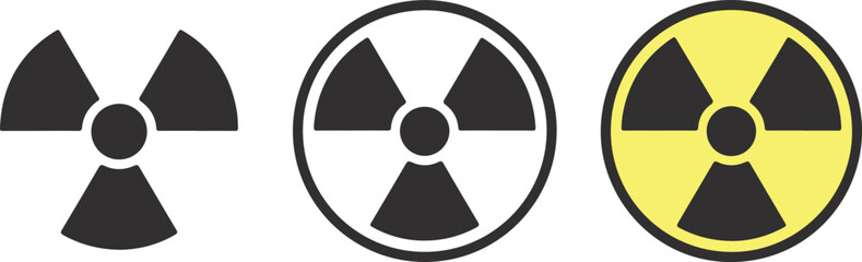Fototapeta premium Radiation warning sign icons. Radioactive warning icon set