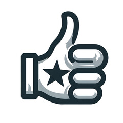 Flat thumbs up icon representing approval, like, or positive feedback. Simple and modern hand gesture illustration used for social media, success, and communication concepts.