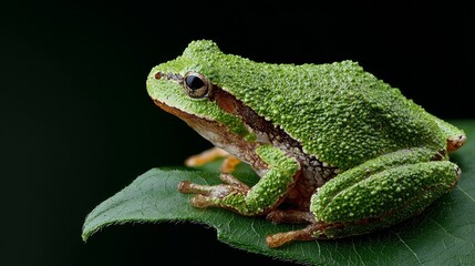 Obraz premium Vibrant tree frog perched on tropical leaf, cinematic wildlife visual for nature and habitat