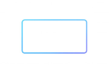 Fototapeta premium Neon gradient rectangle frame glowing blue and cyan light on transparent background providing abstract design element