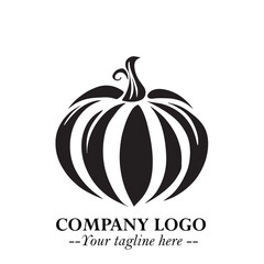 Pumpkin Logo Symbol in Black on the White Background Minimalist Vegetable Vector Illustration