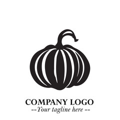 Pumpkin Logo Symbol in Black on the White Background Minimalist Vegetable Vector Illustration