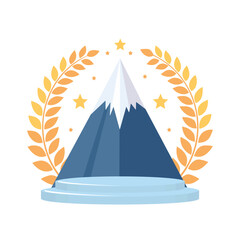 A mountain peak and a laurel wreath. A symbol of victory, achievement and success. Minimalistic vector illustration. Motivational logo, symbol. The concept of triumph and recognition