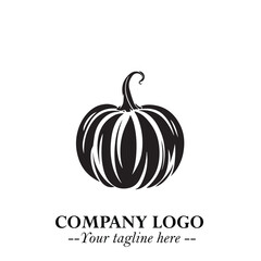 Pumpkin Logo Symbol in Black on the White Background Minimalist Vegetable Vector Illustration