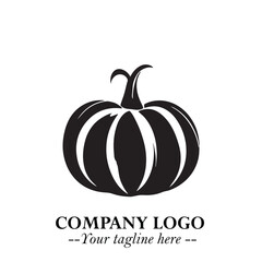 Pumpkin Logo Symbol in Black on the White Background Minimalist Vegetable Vector Illustration
