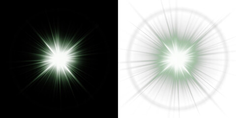 Bright glowing light burst overlay with radiant beams on a dark background, creating a striking visual effect for design projects and artistic compositions