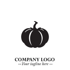 Pumpkin Logo Symbol in Black on the White Background Minimalist Vegetable Vector Illustration