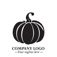 Pumpkin Logo Symbol in Black on the White Background Minimalist Vegetable Vector Illustration