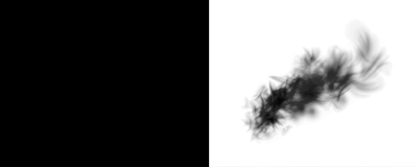 Obraz premium Abstract black and white PNG overlay featuring wispy smoke-like textures on a contrasting background, ideal for creative design projects and visual storytelling