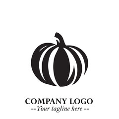 Pumpkin Logo Symbol in Black on the White Background Minimalist Vegetable Vector Illustration