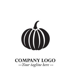 Pumpkin Logo Symbol in Black on the White Background Minimalist Vegetable Vector Illustration