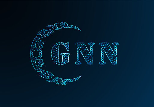 Low poly letter logo GNN design. GNN letter logo low poly vector design on blue color gradient background. GNN logo low poly design