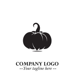 Pumpkin Logo Symbol in Black on the White Background Minimalist Vegetable Vector Illustration