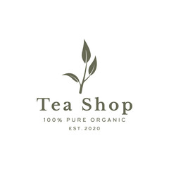 Logo of pure organic tea leaves with premium quality.