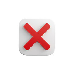 Fototapeta premium Red x mark icon on rounded square button for digital user interface and design isolated on transparent background