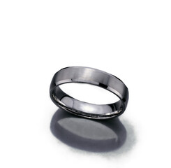 Modern titanium mens wedding band with brushed matte surface and polished beveled edges on transparent background transparent background isolated png stock