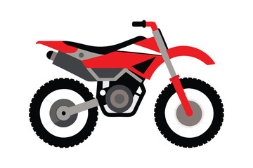 Obraz premium Vibrant red dirt bike with knobby tires and suspension ready for off road adventure and motocross racing