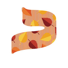Autumnal Hebrew Letter Nun with Falling Leaves Pattern.