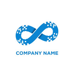 Blue Infinity Symbol Logo with Pixelated Design for Technology Company.