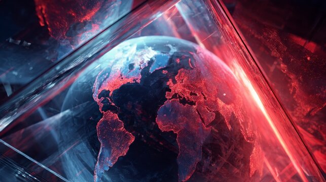 Abstract earth within geometric frame