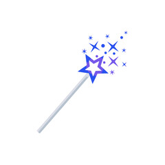 Blue Star Magic Wand with Glittering Stars for Fantasy and Enchantment.