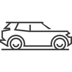 Modern SUV vehicle outline illustration with clean lines and a transparent background perfect for graphic design and business concepts