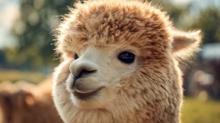 Naklejka premium Alpaca portrait close up