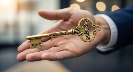 Unlock your business potential with this elegant golden key symbolizing success and opportunity, ready to open doors to new ventures and achievements.