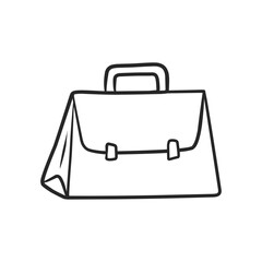 Hand Drawn Classic Briefcase or Satchel Line Art Icon