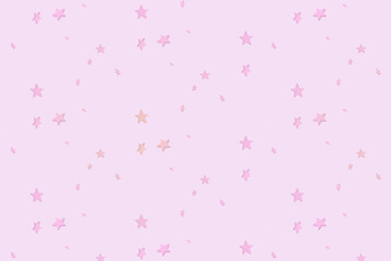A seamless pastel pink background with randomly scattered pink and orange stars of varying sizes