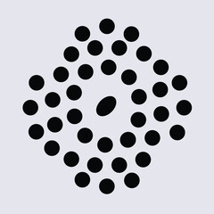 Abstract Vector Illustration with Black Circles and an Oval in a Dynamic Geometric Pattern