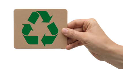 hand holding the recycling symbol, promoting environmental awareness. Isolated on transparent background, png
