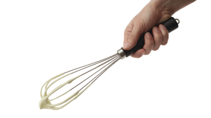  hand holding a whisk, preparing culinary delight. Isolated on transparent background, png